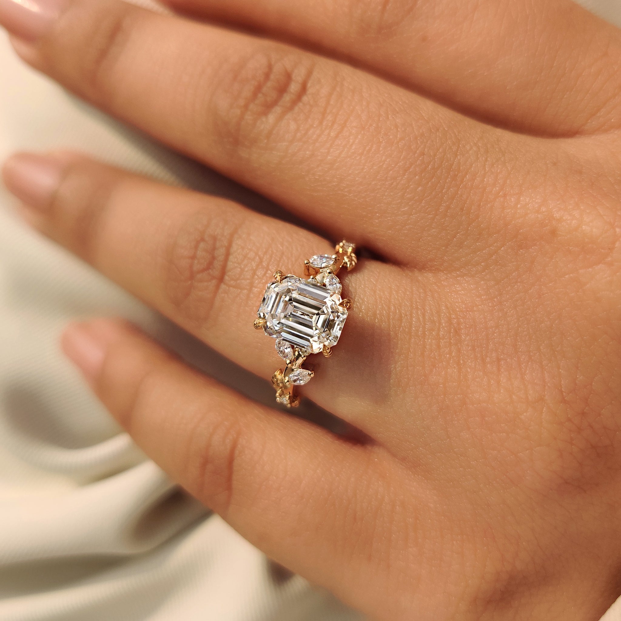 Cushion Hidden Halo Lab Grown Diamond Engagement Ring